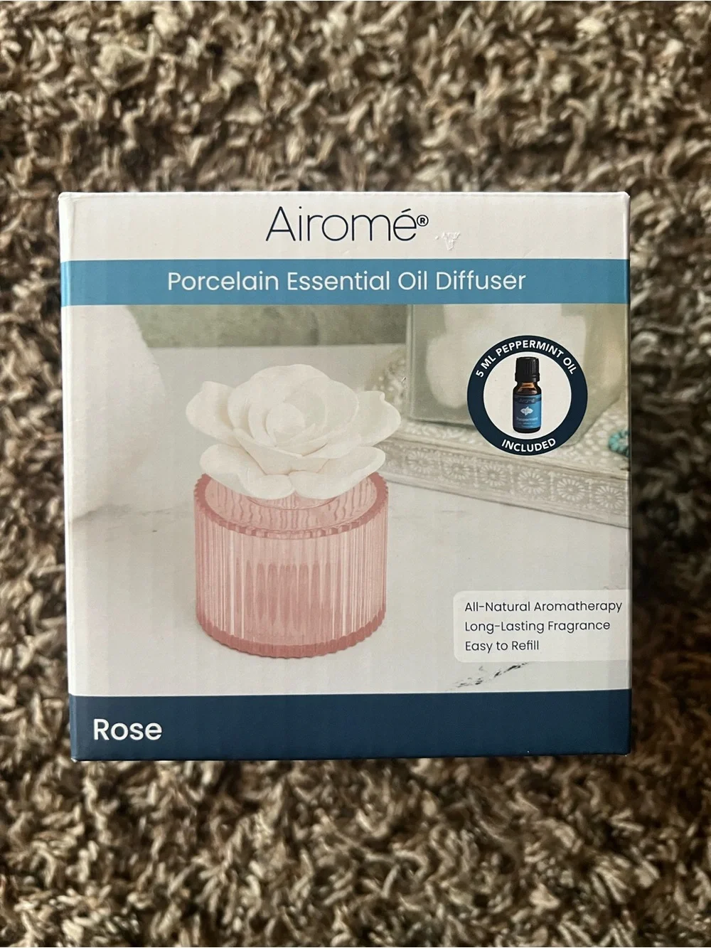 Small Rose Porcelain Essential Oil Diffuser New In Box (Open Box)